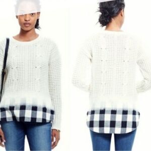 Madewell Sweater Merino Wool Wintermix Cable Knit Buffalo Check